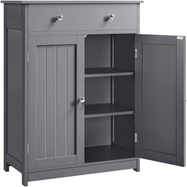 Yaheetech Badezimmerschrank Unterschrank Badschrank mit Doppeltür und Schublade Bodenschrank Badkommode Küchenschrank Aufbewahrungsschrank fürs Badezimmer Küche Wohnzimmer, Dunkelgrau