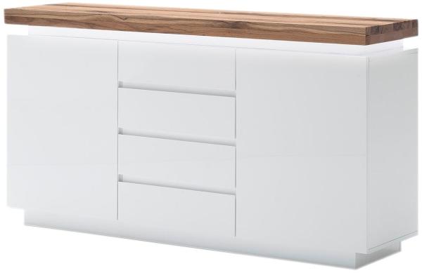 Sideboard >Lisa< in Weiß matt aus Massivholz - 150x81x40cm (BxHxT)