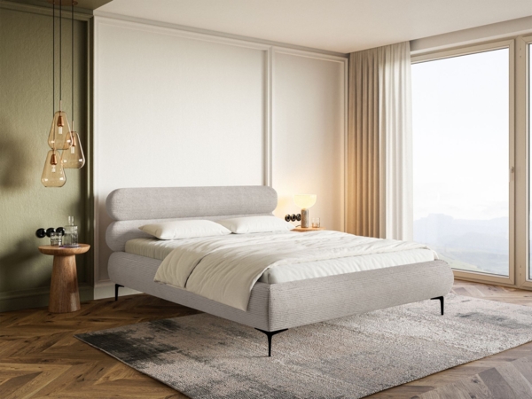 Selsey 'Roule Cord' Polsterbett 140x200 mit Cordstoff und schwarzen Füßen, Greige Bild 3