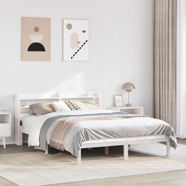 vidaXL Massivholzbett ohne Matratze Weiß 160x200 Kiefernholz 3306546