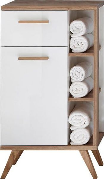 Saphir Unterschrank Quickset Badschrank mit 1 Schublade, 1 Tür, seitlichen Ablagen Badezimmer-Unterschrank inkl. Türdämpfer, 50,5 cm breit
