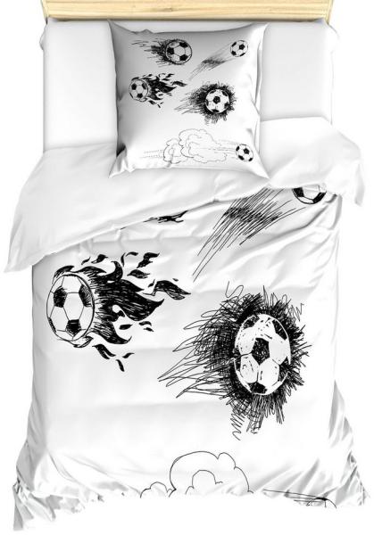 Abakuhaus Bettwäsche Milbensicher Allergiker geeignet mit Kissenbezug, Microfaser, Skizzenhaft Fußball in Flammen