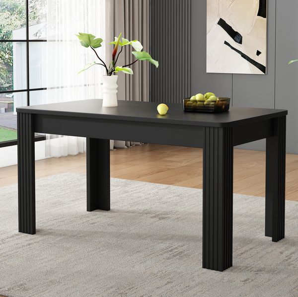 Esstisch Modern Rechteckig Schwarz mit 4 Beinen, 75x65x116 cm