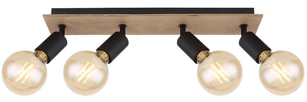 Spotstrahler, beweglich, Holz, schwarz matt, braun, L 49 cm