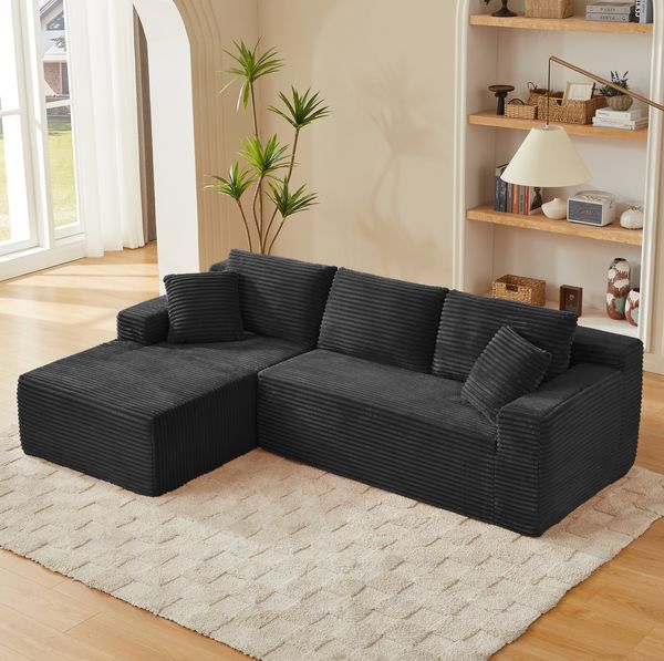 Modulares Sofa, flexible Wohnlandschaft, H 65 x T 252,5 x B 163 cm, schwarz, 2-teilig