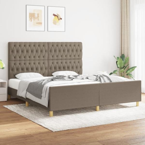 Doppelbett mit Kopfteil Stoff Taupe 180 x 200 cm