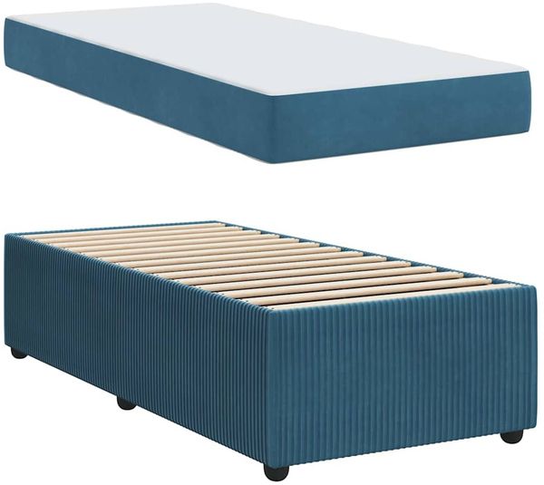 vidaXL Bettrahmen mit Matratze Blau 90 x 200 cm Stoff 3398351 Bild 4
