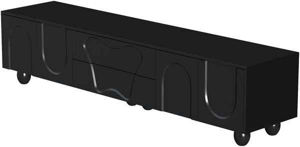 TV-Schrank 180 x 40 x 42 cm in Schwarz, matt, aus PB mit Schubladen und Massivholzbeinen Bild 7