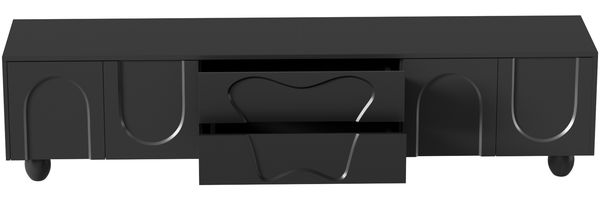 TV-Schrank 180 x 40 x 42 cm in Schwarz, matt, aus PB mit Schubladen und Massivholzbeinen Bild 8