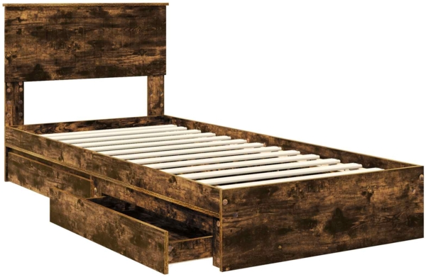 vidaXL Aufbewahrungsbett Geräucherte Eiche 90x200 cm Holzwerkstoff 3410837 Bild 4