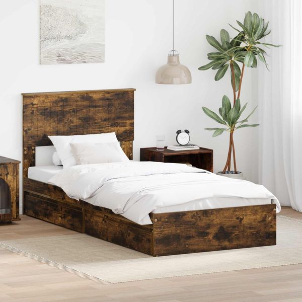 vidaXL Aufbewahrungsbett Geräucherte Eiche 90 x 200 cm Holzwerkstoff 3410837