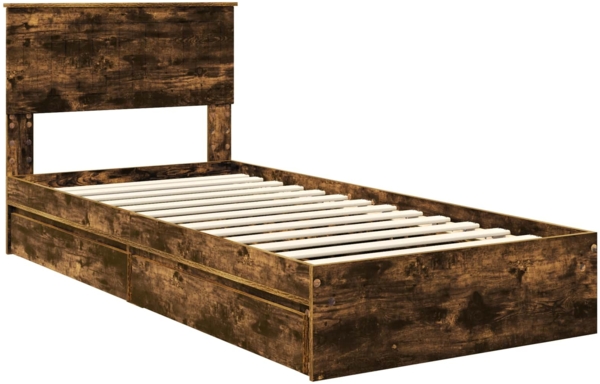 vidaXL Aufbewahrungsbett Geräucherte Eiche 90x200 cm Holzwerkstoff 3410837 Bild 3