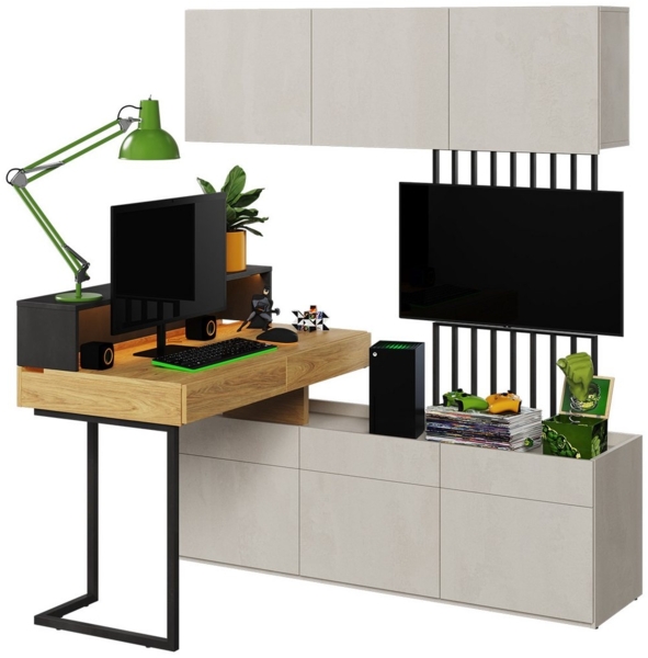 Compleo Jugendzimmer-Set 6-set, Modern Kinderzimmer, mit LED-Beleuchtung TEEN FLEX