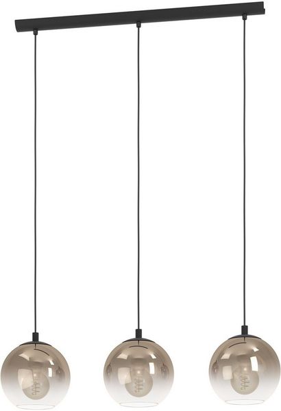 EGLO Hängelampe Ariscani 1, 3-flammige Pendelleuchte Esstisch, Hängeleuchte aus Metall in schwarz und Glas in Kupfer, Esszimmerlampe hängend, E27 Fassung, 76,5 cm