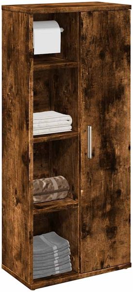 vidaXL Badezimmerschrank mit Rollenhalter Räuchereiche 39x22x90 cm 858528