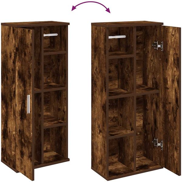 vidaXL Badezimmerschrank mit Rollenhalter Räuchereiche 39x22x90 cm 858528 Bild 8