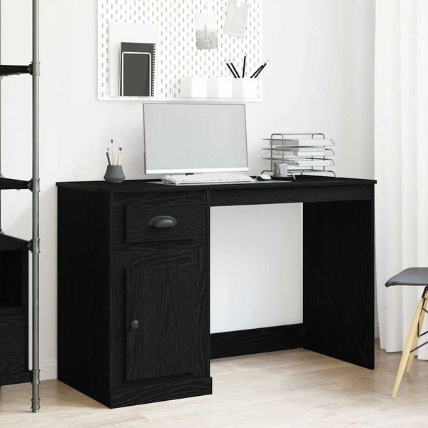 vidaXL Schreibtisch mit Speicher Schwarz Eichen-Optik 50 x 115 x 75 cm 862824