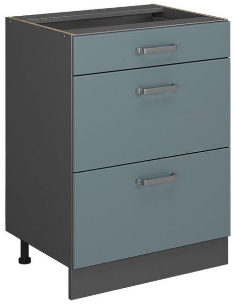 Küchenunterschrank R-Line Blau-Grau 60 cm mit Schubladen, ohne Arbeitsplatte Vicco Bild 5