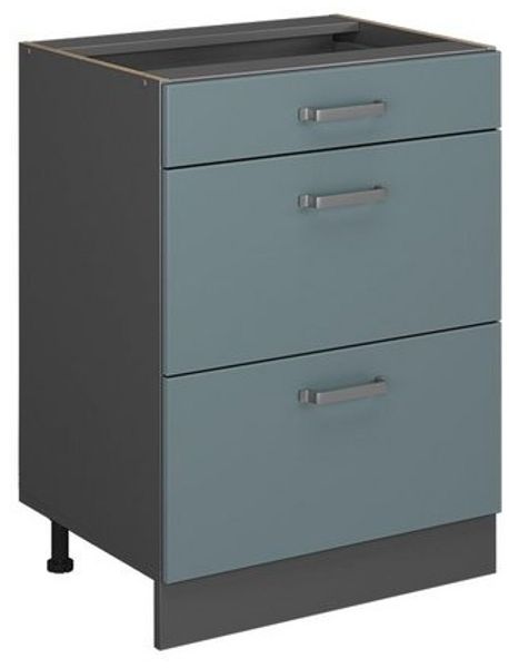 Küchenunterschrank R-Line Blau-Grau 60 cm mit Schubladen, ohne Arbeitsplatte Vicco Bild 4