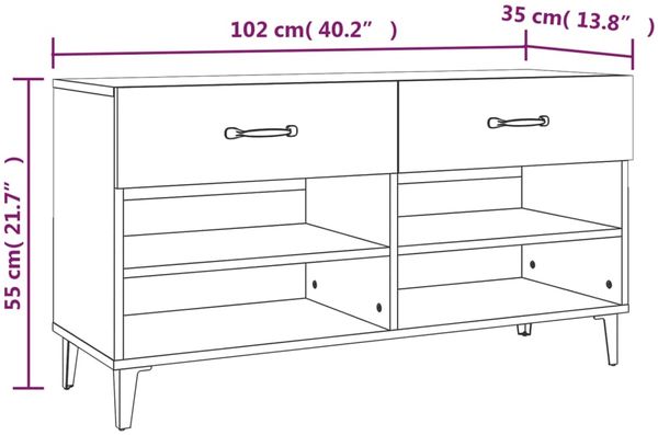 vidaXL Schuhschrank Hochglanz-Weiß 102x35x55 cm Holzwerkstoff 812831 Bild 10