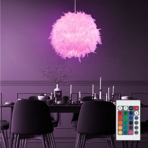 GLOBO LIGHTING Hängeleuchte, Leuchtmittel inklusive, Pendel Decken Feder Lampe Fernbedienung Wohn Zimmer Hänge