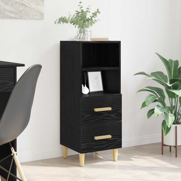 vidaXL Sideboard Schwarz Eichen-Optik 34 x 34,5 x 90 cm Holzwerkstoff 880945