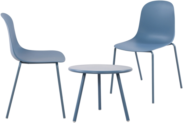 CLP 2er Sitzgruppe Mindin Set 1 Tisch 2 Stapelstühle wetterfest UV-beständig,blau