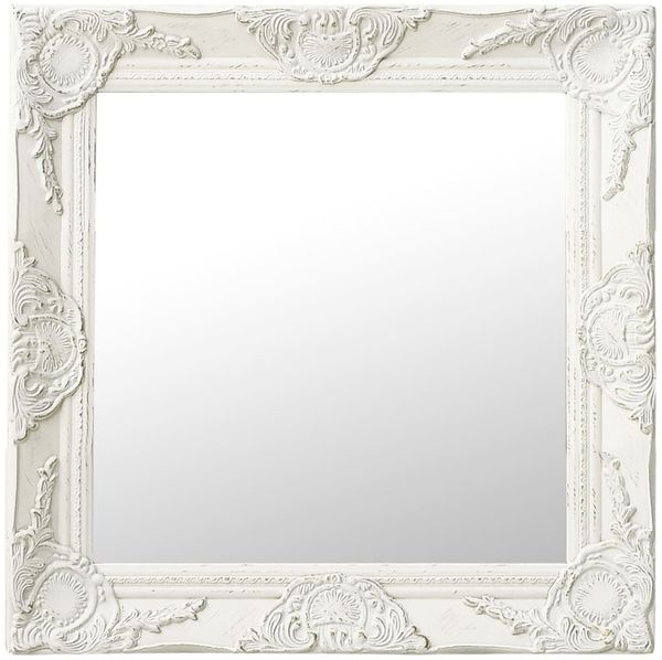 vidaXL Wandspiegel im Barock-Stil 50x50 cm Weiß 320312