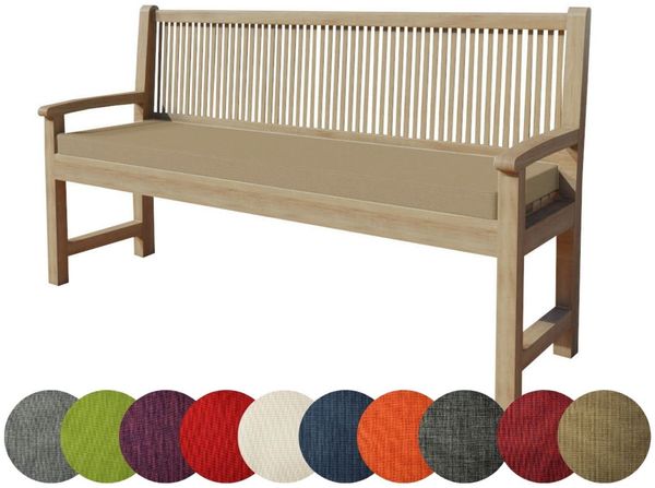 chilly pilley Bankkissen Bankauflage Polsterauflage Reißverschluss mit Schlaufen Kissen für Gartenbank Gartenbankauflage für Gartenmöbel Sitzkissen & Rückenkissen Outdoor (180 x 60 x 5 cm, Beige)