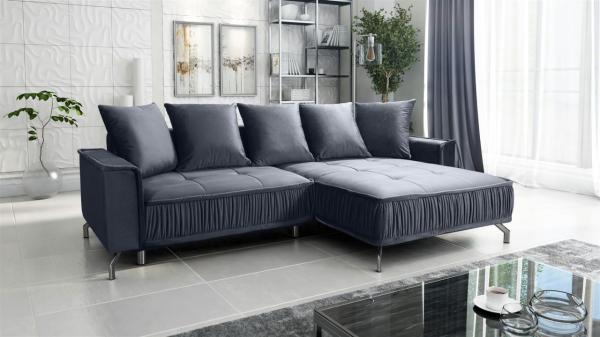 Ecksofa Schlafsofa Sofa FLORENCE Stoff Element Dunkelgrau Ottomane Rechts