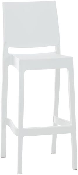 Barhocker MIAMI - Weiß, Kunststoff Barhocker mit Lehne Barstuhl Tresenhocker Tresenstuhl Kneipenhocker Kneipenstuhl