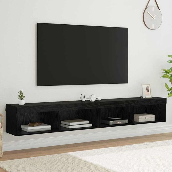 vidaXL TV-Schrankset 2 pcs Schwarz Eichen-Optik 100 x 30 x 30 cm 882970