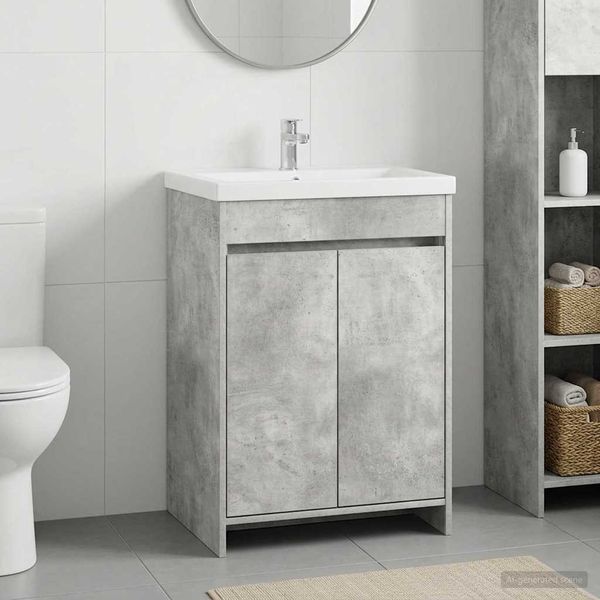vidaXL Badunterschrank Betongrau 56 x 37,5 x 81 cm Holzwerkstoff 890779