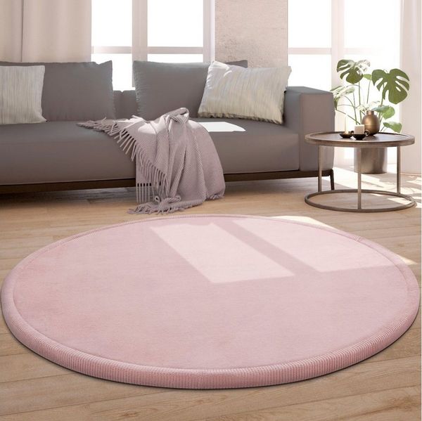 Paco Home Teppich Kinderzimmer Kinderteppich Baby Spielteppich Krabbeldecke Krabbelmatte Weich rutschfest Jungen Mädchen Deko, Grösse:120 cm Rund, Farbe:Pink