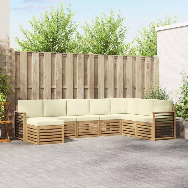 vidaXL Outdoor-Sofagarnitur 8 pcs Weiß und Creme 306 x 187,5 x 73 cm 3392325