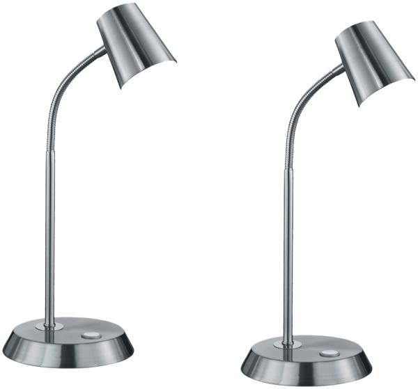 Flexible LED Schreibtischlampe 2er Set in Silber matt dimmbar