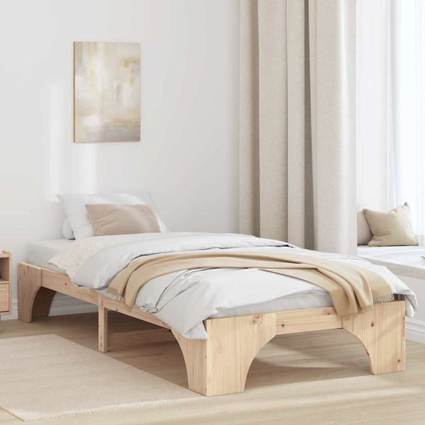 vidaXL Bettrahmen Natur 75 x 190 cm Massives Kiefernholz 872971
