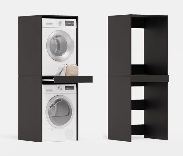 Platan Room Waschmaschinenumbauschrank Waschmaschinenschrank für Waschmaschine & Wäschetrockner Waschmaschine Trockner Schrank mit Ausziehbrett Überbauschrank
