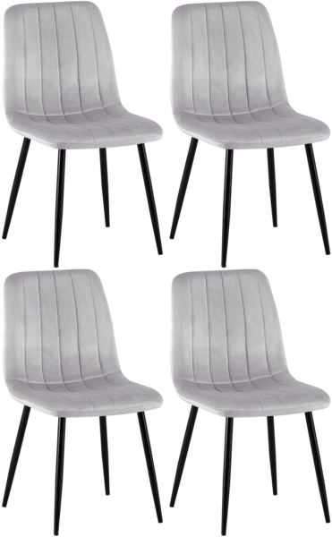 CLP 4er Set Stühle Dijon mit Lehne,grau Samt