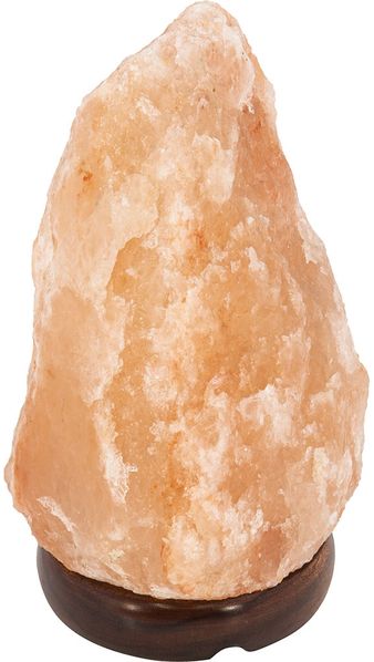 Tischleuchte, Salzkristalle, Naturfarben, Holz, H 19 cm