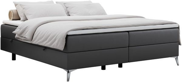 Boxspringbett - Doppelbett mit Multipocket-Matratze - LESS -200x200 - Dunkelgrau Kunstleder - H4 Bild 3