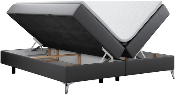Boxspringbett - Doppelbett mit Multipocket-Matratze - LESS -200x200 - Dunkelgrau Kunstleder - H4 Bild 4