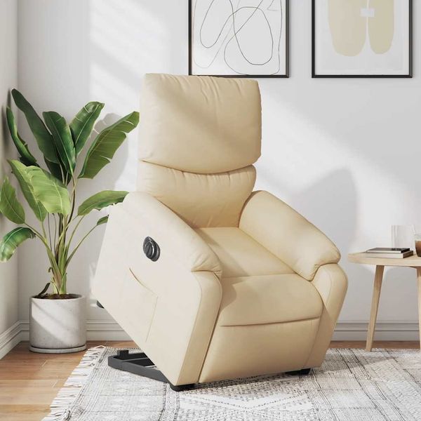 Relaxsessel, Fernsehsessel, Schlafsessel mit Aufstehhilfe Elektrisch Creme Stoff