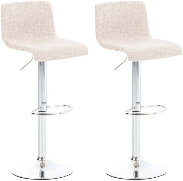 CLP 2er Set Barhocker Hover Stoff höhenverstellbar und drehbar,creme chrom