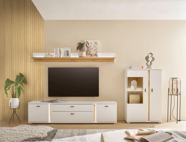 INOSIGN Wohnwand LONG ISLAND, (Set, 3-St), in moderner Trendfarbe,inklusive senkrechter Beleuchtung,Breite 290 cm