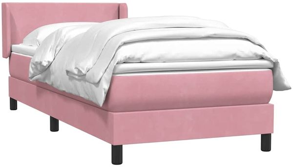 vidaXL Boxspringbett mit Matratze Rosa 90x220 cm Samt 3317978 Bild 4