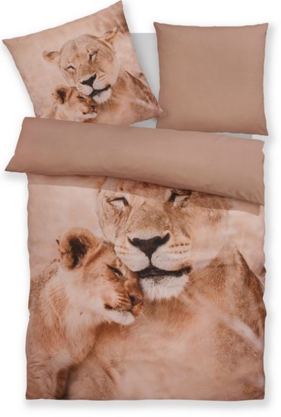 my home Bettwäsche Lyki, Microfaser, 2 teilig, ab Größe 135x200 cm, 100% Polyester, Katze, Pferd, Löwe, Pinguin Bild 4