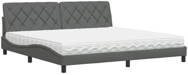 vidaXL Bett mit Matratze Dunkelgrau 200x200 cm Stoff 3310763