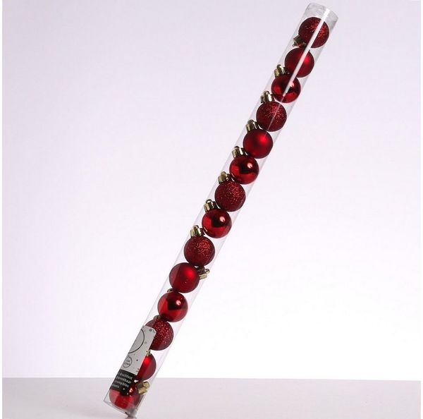 MARELIDA Weihnachtsbaumkugel Christbaumkugel bruchfest D: 3cm glänzend matt glitzernd rot 14er Set (14 St)