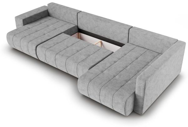 Wohnlandschaft Schlafsofa ARMANDA in Stoff Blur Silbergrau langer Schenkel Rechts Bild 2